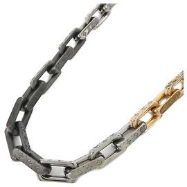 Collana Monogram Chain L M01190 Louis Vuitton Nero Argento D'oro