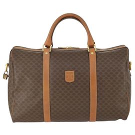 Céline Bolsa Boston Macadam Vintage Celine em lona e couro Marrom