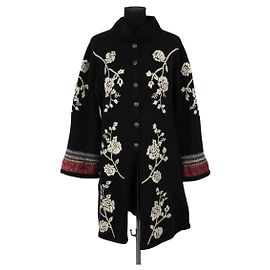 Galliano Black wool coat Black
