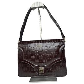 Vintage Givenchy Monogram Leather 2 Way Bag Brown Brown