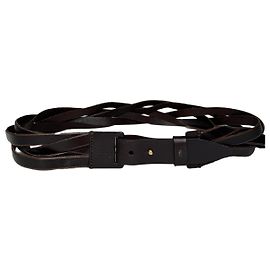 Cinto de couro trançado vintage Gucci marrom Marrom