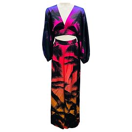 Retrofête Haut en soie Clarisa et pantalon Delia Sunset Palm multicolore Retrofete Multicolore