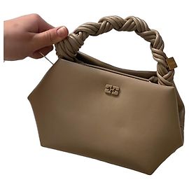 Ganni Beiger Lederhandtasche Beige