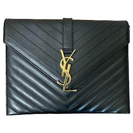 Sac à bandoulière Cassandra V-Stitch en chaîne Yves Saint Laurent Noir
