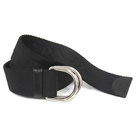 Prada Saffiano Leather Black Belt Black