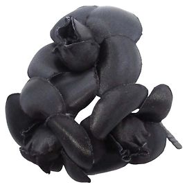 Chanel Three-Strand Camellia Corsage Pin Brooch Black