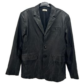 Zadig & Voltaire Black Leather Jacket Size 46 Black