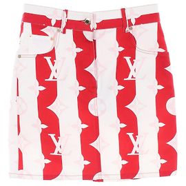 Monogram Baumwollrock von Louis Vuitton Pink Weiß Rot