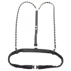 Cinturón Chanel Coco Mark de cuero negro Negro