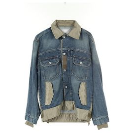 Chaqueta de mezclilla con paneles de nylon Sacai Azul Caqui