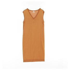 Vestido de seda H Logo de Hermès Castaño