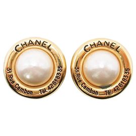 Brincos de pérolas circulares Cambon Chanel vintage 1988 Dourado