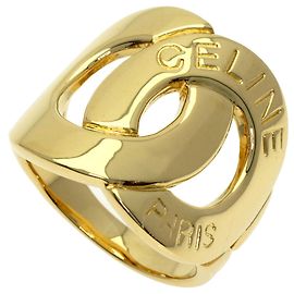 Céline Celine Logo Double Circle Diamond Ring in 18K Yellow Gold Other