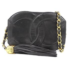 Borsa a spalla in pelle nera Chanel Nero