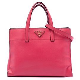 Borsa tote morbida a triplo scomparto Saffiano rosa Prada Rosa