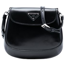 Prada Mini Spazzolato Cleo Flap Nero Nero