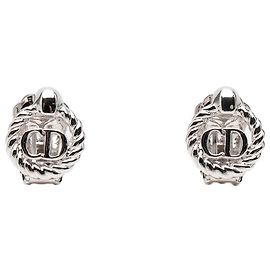 Dior Silberne Silberplattierte CD Clip-On Ohrringe Silber