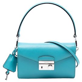 Sac à main Sound Lock en Saffiano Lux bleu de Prada Bleu Turquoise