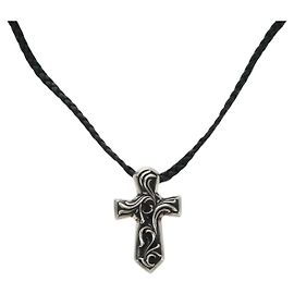 Colar de lâmina dupla em couro Vulcan Cross da Chrome Hearts Prata