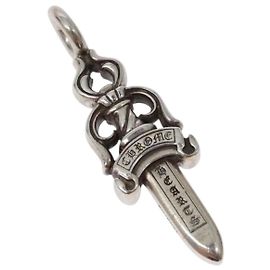 Chrome Hearts Doppel-Dolch Anhänger Halskette Silber