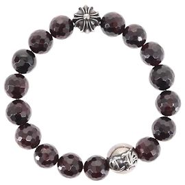 Chrome Hearts CH Plus Cross Ball Garnet 0.4 In Bead Bracelet Red