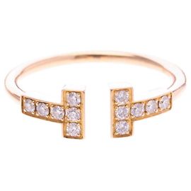 Tiffany & Co Anel T-wire Tiffany com diamante em ouro rosa Dourado