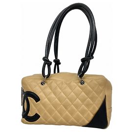 Bolsa Tote Cambon da Chanel Preto Bege