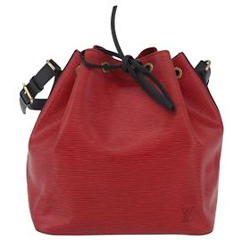 Louis Vuitton Bicolor Petit Noe Handbag Epi Leather Red