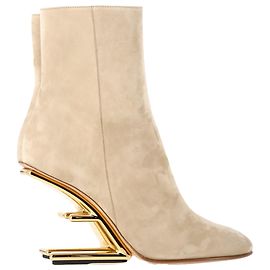 Fendi First Ankle Boots in Beige Suede Beige