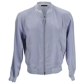 Giacca bomber con zip e maniche raglan in seta blu Tom Ford Blu