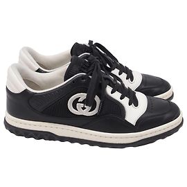 Sneakers Gucci MAC80 Basse in Pelle Nera Bianco Crudo