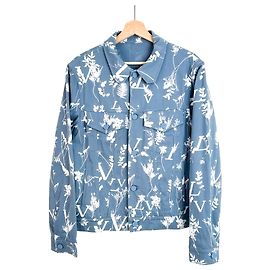 Louis Vuitton Giacca trucker in denim multi-logo DNA Leaf da uomo Blu