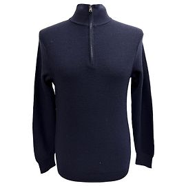 Ralph Lauren Purple Label Pullover mit Viertelreißverschluss aus marineblauer Merinowolle Blau Marineblau
