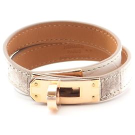 Pulseira Crocodile Double Tour Kelly da Hermès Branco