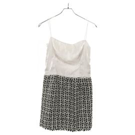 Vestido de seda, nylon e rayon Chanel P39537W04567 Preto Branco