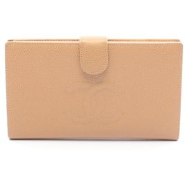 Chanel Coco Mark Bifold Long Wallet Beige