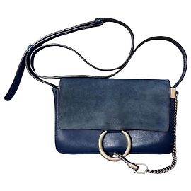 Chloé Bolsa de Ombro de Couro e Camurça 'Faye' da Chloe Azul
