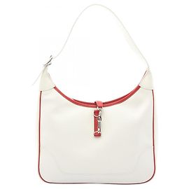 Bolsa de Ombro Hermès Trim 31 Branco Vermelho