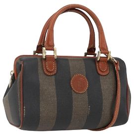 FENDI Pecan Canvas Handtasche Schwarz Braun Auth ka2349 Braun Schwarz