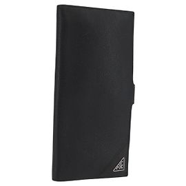 PRADA Long Wallet Leather Black Auth 169955V Black