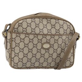 Borsa a Spalla GUCCI GG Plus Supreme PVC Beige Oro Auth bs33293 Beige D'oro
