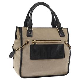 Chloé Borsa Tote Chloe in tela beige oro Auth BA10487 Beige D'oro