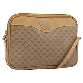 Gucci Borsa a Spalla Micro GG Supreme PVC Beige Oro Auth ep13139 Beige D'oro