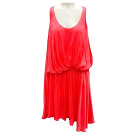Vestido midi sem mangas drapeado em jersey coral Lanvin Rosa
