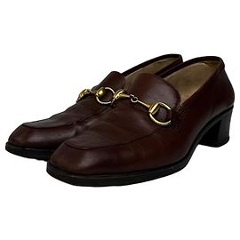 Botas de cuero con tacón Horsebit Gucci vintage marrones EU37 Castaño