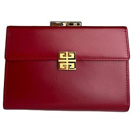 Vintage Givenchy Leather Wallet Red Red