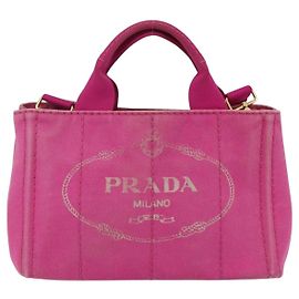 Prada Canapa Convertible Tote Canvas Small Pink