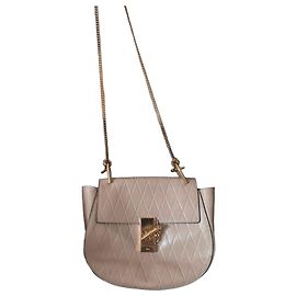 Chloé Bolsa de Ombro de Couro Chloe Drew em Bege Bege