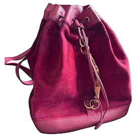 Gucci Bamboo Backpack made of Suede and Leather Red
