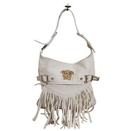 Gianni Versace White Leather Handbag White